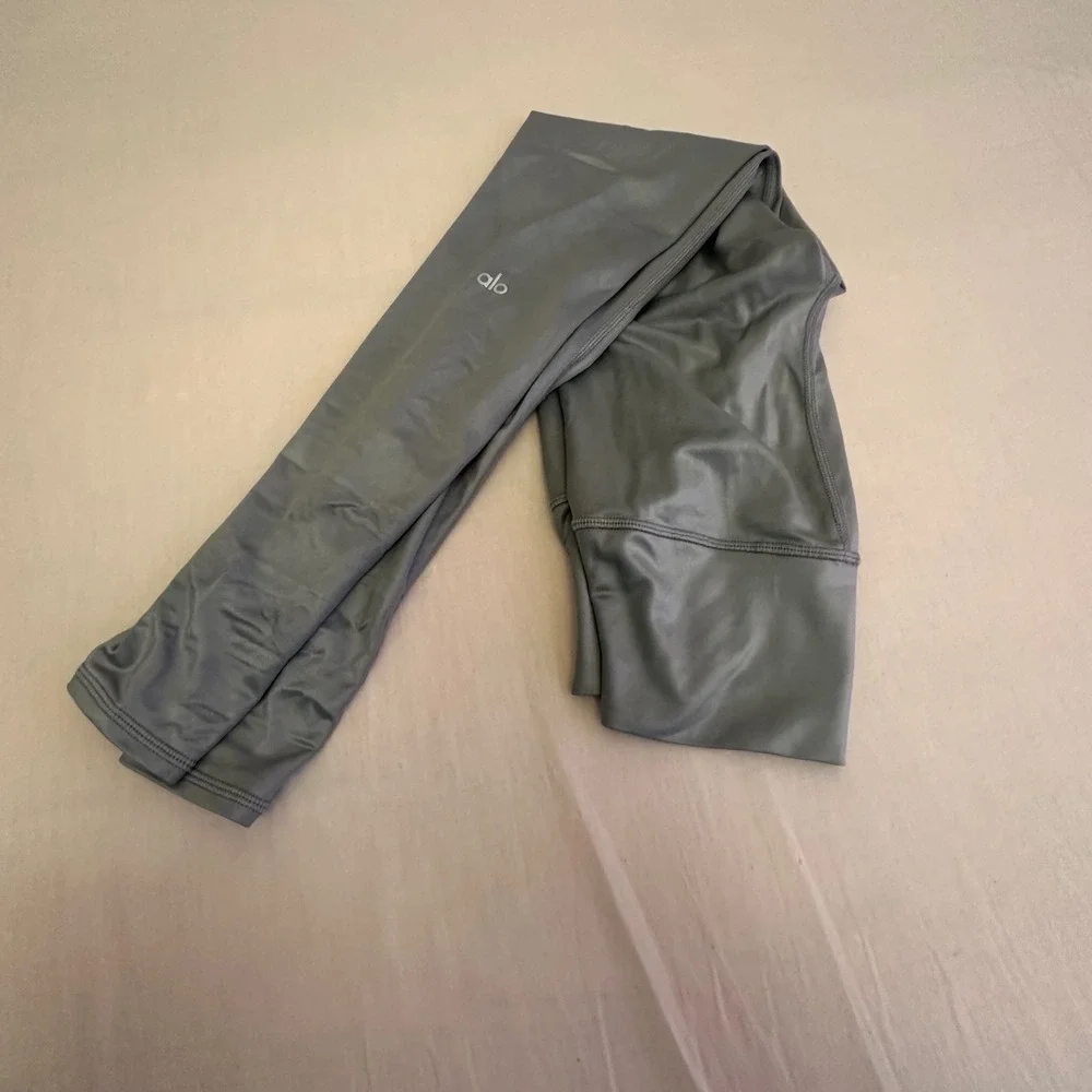 Alo Yoga Womens High-Waist Airlift Leggings Metallic Silver Grey W5512R Size S
